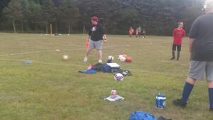 Picture of Coach Tiffany at soccer practice.