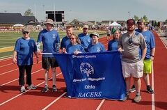 Track team on parade.