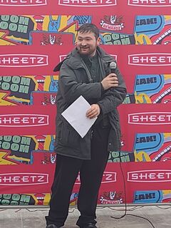 Zach Pugh giving speech at Sheetz opening.